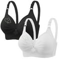 thumbnail image 2 of WREESH 2 Pack Push-Up Bras Women Printing Gathered Together Large Size Daily Bra Underwear No Underwire Bras Underwear White, 2 of 9