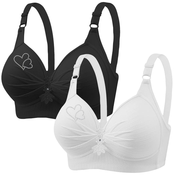 Diufon Women 2pc Bras No Underwire High Support Bras Solid Color Full Coverage Brathable Bras