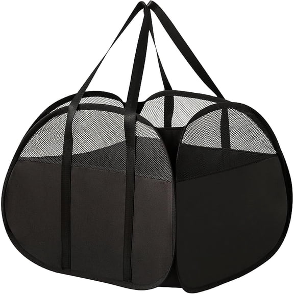 Collapsible Laundry Baskets, Tear Proof Pop Up Laundry Hamper with Large Capacity, Sturdy Foldable Laundry Basket, Easy to Carry Laundry Hamper for Home, Laundry Room, Bedroom, Dorm, Travel Black