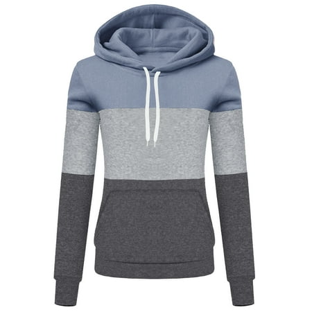 

Zedker Womens Blouses Womens Tunic Women s Casual Cashmere Padded Long Sleeve Stitching Loose Sports Hooded Jacket