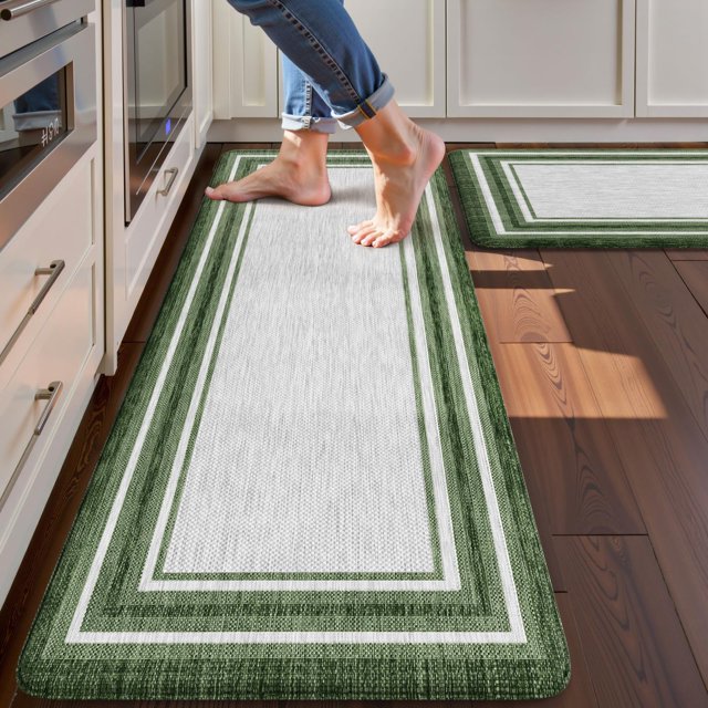 Alfombrillas de cocina KIMODE, acolchadas, antifatiga, color verde