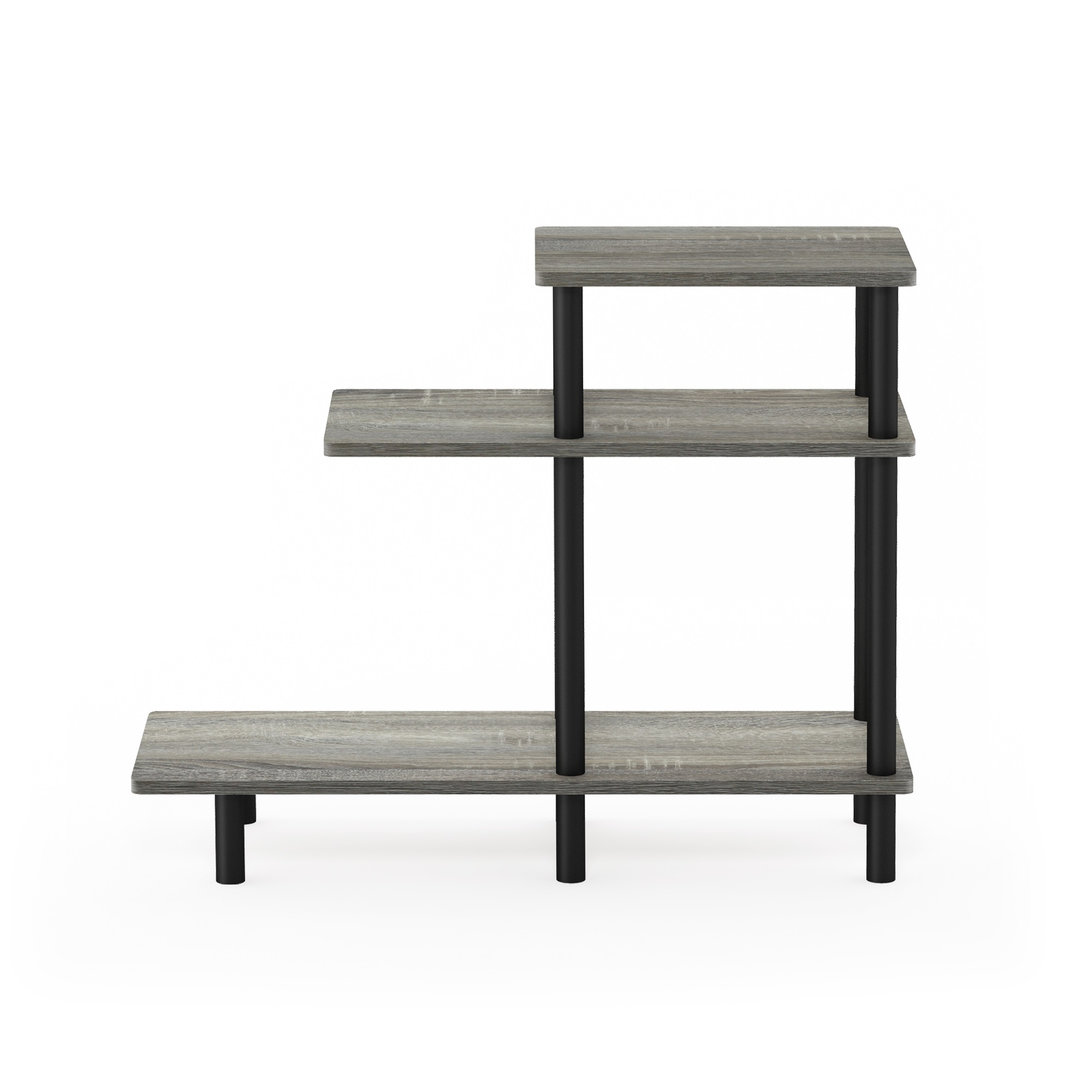 Furinno Turn-N-Tube 3-Tier Sofa Side Table, French Oak/Black