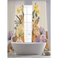 thumbnail image 5 of Easter Bunny Sheer Curtains 108 Inch Length 2 Panels Set Window Treatments, Spring Floral Vintage Botanical Rabbits Beige Rod Pocket Semi Curtains for Living Room/Bedroom/Kitchen, 104"W x 108"L, 5 of 7