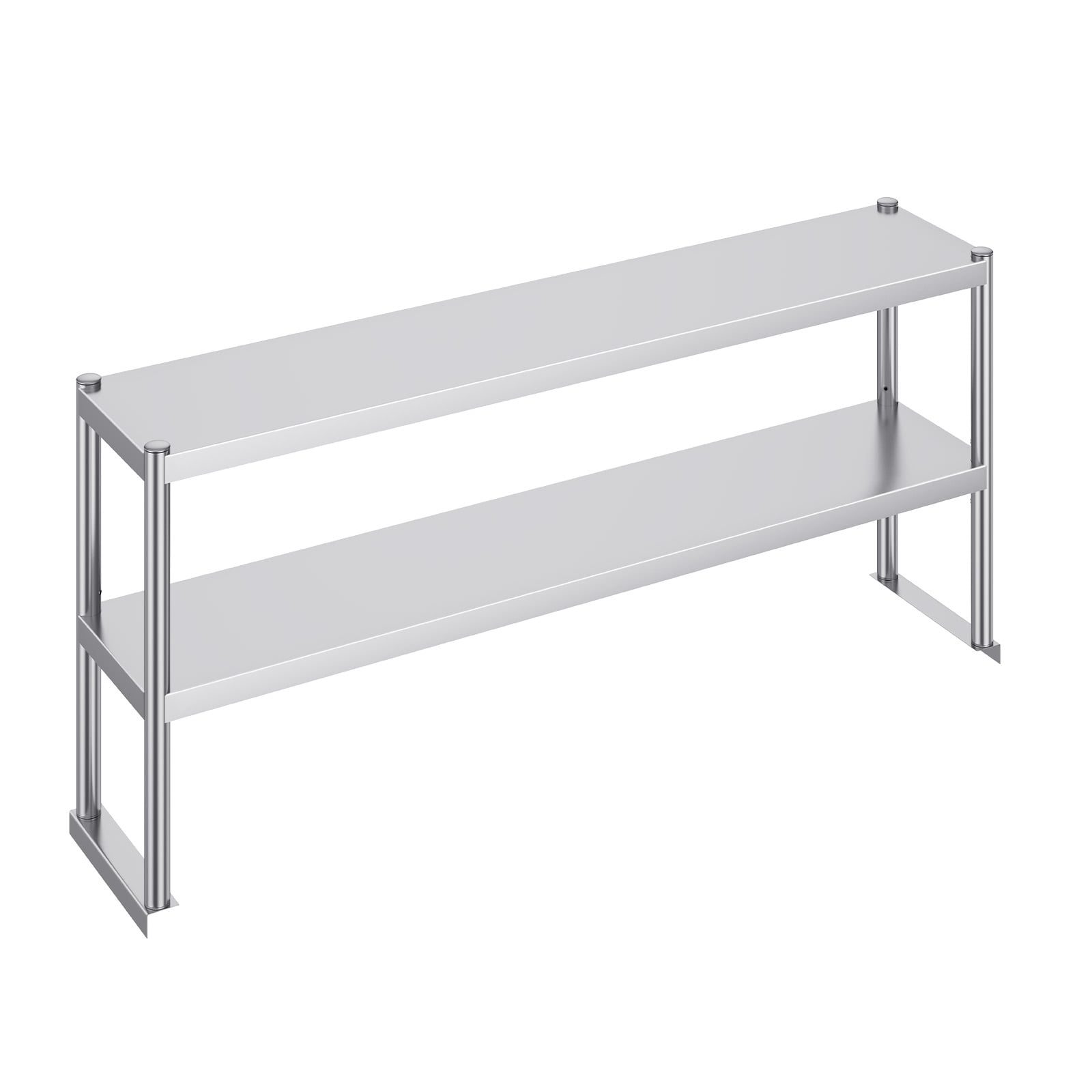 KFFKFF Dual-Level Shelf, Stainless Steel, 12x60 Inch, Adjustable Height, for Kitchen, Restaurant, Workshop