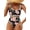 Black, variant on Women's Bikini Sets Floral Print Whip Stitch 2 Piece Swimsuits High Waisted Scoop Bathing Suits