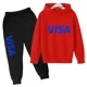 thumbnail image 4 of Chándales de tendencia primavera otoño 2024 para niños de 2 a 14 años, 2 piezas, sudadera con capucha y pantalones, trajes con estampado de letras, ropa para niños, 4 of 5