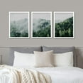 thumbnail image 2 of PixonSign Framed Canvas Print Wall Art Set - Mist Over Pine Tree Forest Mountain Art - Set of 3 Nature Wilderness Landscape Artwork Modern Art Rustic Wall Décor -12"x16"x3 Panels White, 2 of 5