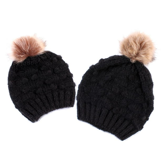 2pcs / Set Gorros para Padres E Hijos Gorro de Pompón para Gorro de Invierno Gorro de Punto Cálido Sunnimix Gorro de abrigo para madre e hijos