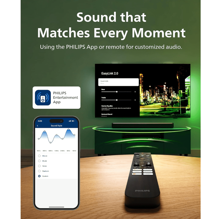 Philips B5109 2.0 Channel Bluetooth Soundbar, Dark Grey - Walmart.com