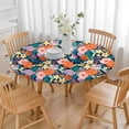 thumbnail image 3 of Pioneer Flower Floral Print Pattern Round Fitted Tablecloth with Elastic Edge,Dining Table Cover Waterproof,Outdoor Round Tablecloth for Camping,Dining,Indoor and Outdoor, 3 of 7