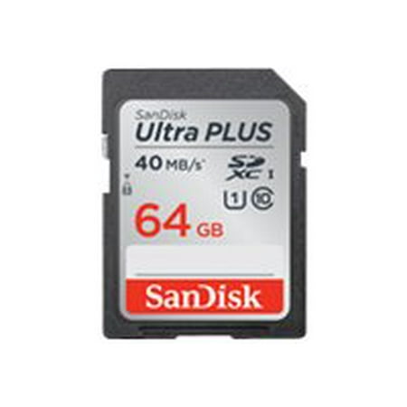 SanDisk Ultra PLUS - Flash memory card - 64 GB - UHS Class 1 / Class10 - SDXC (Best Memory Card For Camcorder)