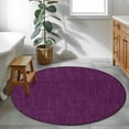 thumbnail image 4 of Dark Purple 4ft Round Rug, Farmhouse Burlap Solid Brown Color Modern Linen Texture Non-Skid Rubber Backing Large Area Rugs - Living Room Bedroom Home Office, Indoor Floor Mat Carpets Washable Rug, 4 of 9