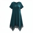 thumbnail image 4 of SAWOBUUN Womens Plus Size Summer Boho Fringe Dress Short Sleeve Crew Neck Loose Tassel Hem Midi Shift Dress for Beach Vacation, 4 of 5