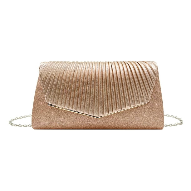 Bolso de noche Cadena Fiesta Cena Bolso Exquisito Vestido Muñequera Monedero (Champagne)