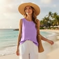 thumbnail image 5 of GZWYHT Linen Tank Tops For Women，Summer Vest Organic Cotton Tank Tops Linen Vest Top Womens Linen Tops Boho Tops For Women Cotton Linen Tops For Women Summer Tops Purple M, 5 of 9