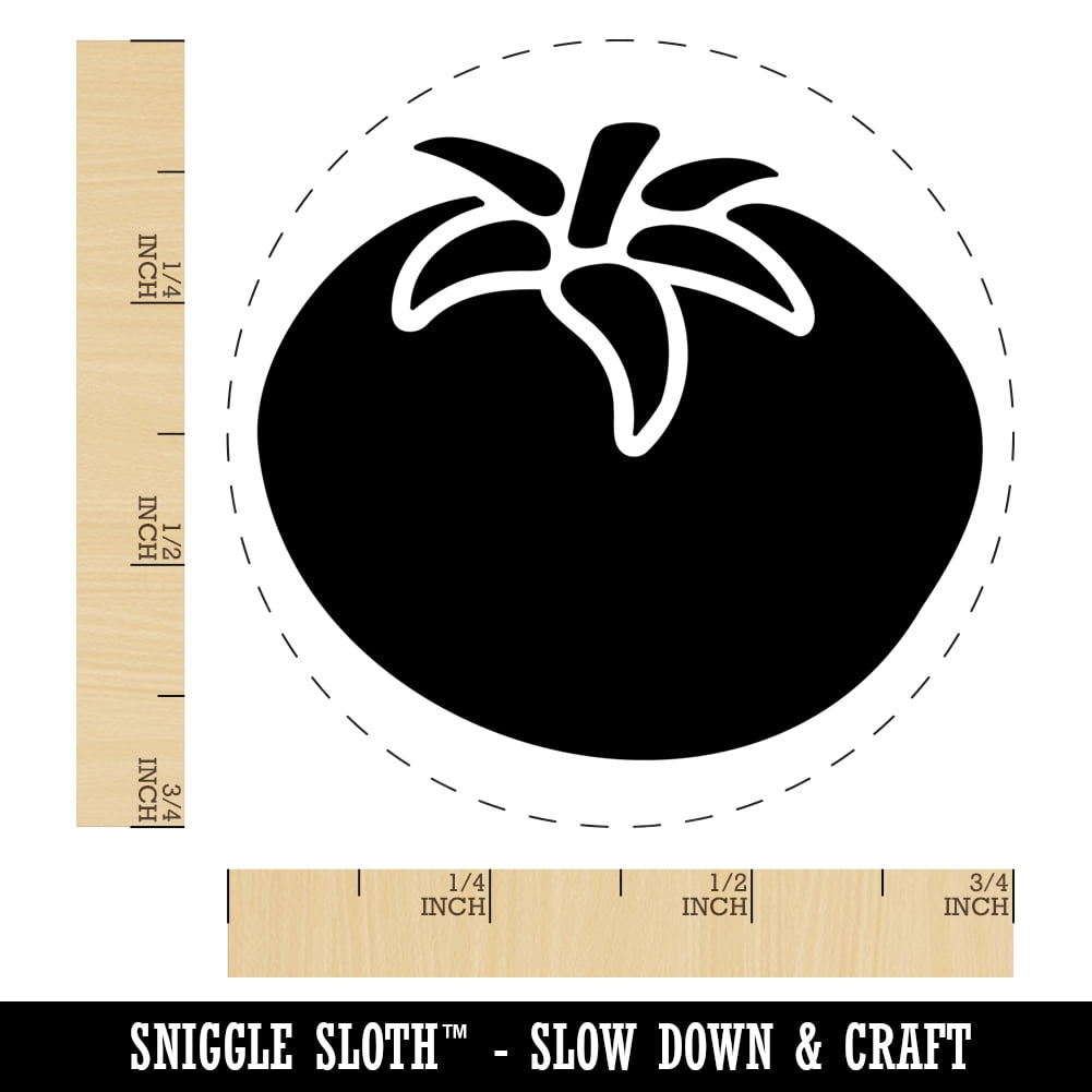 Tomato Garden Fruit Self-Inking Rubber Stamp Ink Stamper - Brown Ink - Small 3/4 Inch