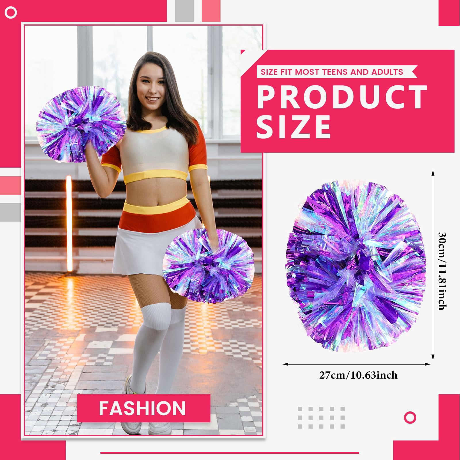8 Pcscheerleading poms,pom poms Cheerleading with Handle Style Cheer Pom Pomsfor Dance, Matches