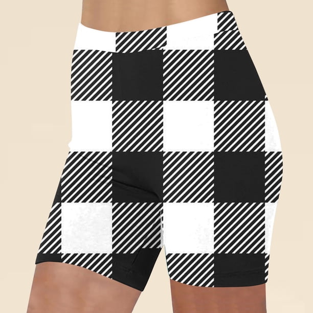 Puntoco Pantalones cortos deportivos para mujer, mallas de yoga estampadas a la moda para mujer, pantalones deportivos sólidos para correr, gimnasio y fitness para mujer, pantalones activos de tr