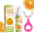 thumbnail image 3 of Pegciz Kids Foam Toothpaste (Watermelon+Orange), Children Mouthwash with U Shaped Toothbrush, Low Fluoride for Dental Care, 3 of 9