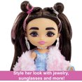 thumbnail image 4 of Barbie Extra Minis Doll with Brunette Hair & Brown Eyes in Faux Fur Jacket with Accessories, 4 of 6