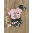 thumbnail image 4 of Hirigin Newborn Baby Girl Summer Funny Outfit Set 3 6 12 18 Months I Get My Attitude from Women Romper Camouflage Shorts Headband Set, 4 of 8