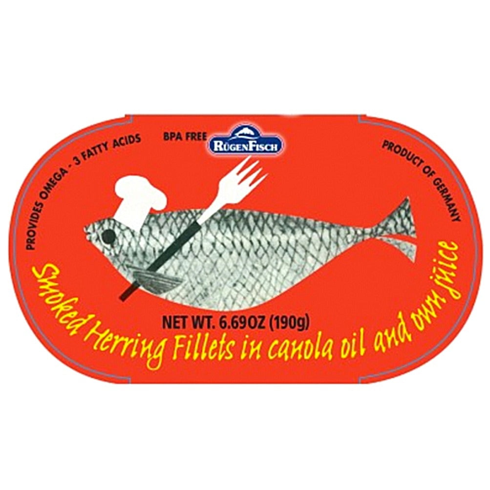 Rugen Fisch Smoked Herring Fillets in Canola Oil & Own Juice Retro Tin