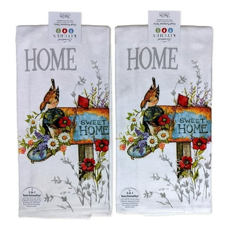 

Set of 2 FLOWER MARKET Sweet Home Mailbox Terry Kitchen Towels Kay Dee Designs