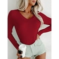 thumbnail image 4 of Long Sleeve Shirts for Women V Neck Basics Tops Lightweight Base Layer Slim Fit Top Undershirts, 4 of 6