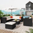 thumbnail image 2 of Patio Furniture Set, 8-Piece Patio Wicker Corner Sofa with Cushions, Ottoman and Coffee Table  for Pool Backyard Lawn My Lux Decor Round, 2 of 8