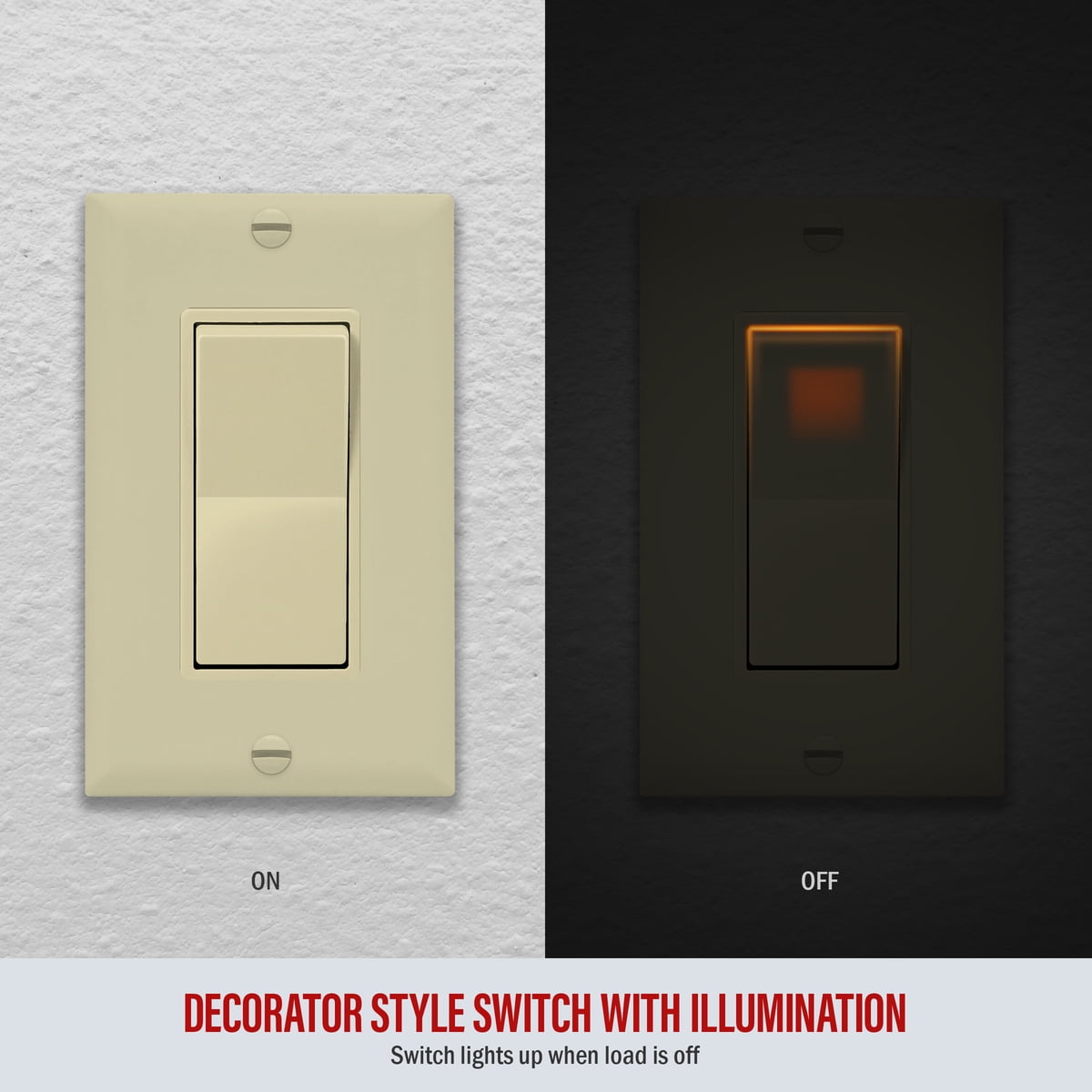ENERLITES Illuminated 3-Way Decorator Paddle Light Switch, Three Way, Push-in Side Wiring, Copper Wire Only, Grounding Screw, Residential Grade, 15A 120-277V, UL-Listed, 93160-I-10PCS, Ivory 10 Pack