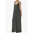 thumbnail image 3 of TheMogan Women's Casual V-Neck Draped Jersey Cami Long Maxi Dress W Pocket Summer Beach Charcoal 1X, 3 of 6