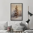thumbnail image 4 of IDEA4WALL Framed Canvas Art Wall Decor Snowy Pine Tree Serene Christmas Tree in a Rustic Winter Landscape Decorative Illustration Funny Retro Chic for Dorm Home Office - 24"x36" Black, 4 of 5