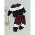 thumbnail image 3 of Liacowi Infant Baby Boys Girls Outfits Long Sleeve Contrast Color Front Button Tops Pants Set 3M 6M 9M 12M 18M 24M Toddler 2PCS Fall Outfits, 3 of 8