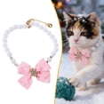 thumbnail image 2 of Adjustable Breakaway Cat Collar with Pearls & Bow Tie, Fashion Pet Necklace with Bell and Safety Buckle, Decorative Collar for Indoor Cats & Small Dogs, Yin-02, 2 of 9