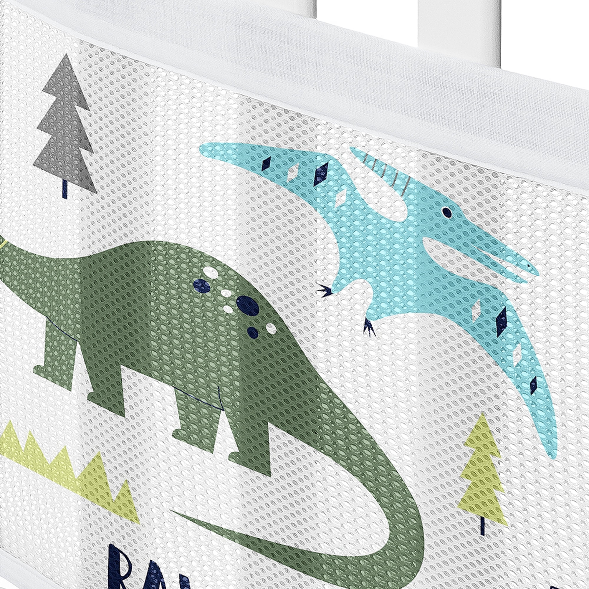 Sweet Jojo Designs + BreathableBaby Mod Dinosaur Blue Green White Breathable Mesh Crib Liner Pad