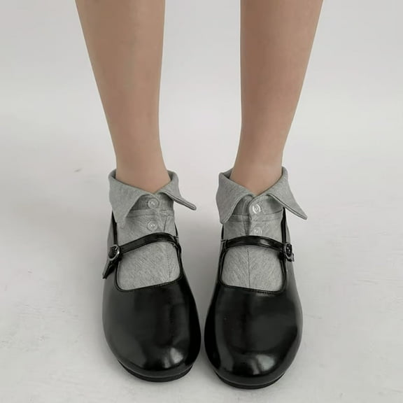 PRETXORVE Shirt Collar Button Socks Trendy Lapel Shirt Collar Ankle Socks Button Turn Down Cuff Calf Socks Soft Cotton Socks