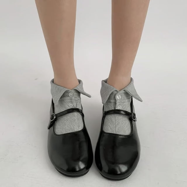 Botón Abajo Camisa Camisa Cuello Botón Arriba Calcetines Moda Camisa Solapa Cuello Tobillo Calcetines Botón Arriba Calcetines de Ternera Calcetines de Algodón Suave Niñas Botón Abajo Camisa