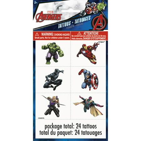 Avengers Temporary Tattoos 24 Ct on 4 Sheets