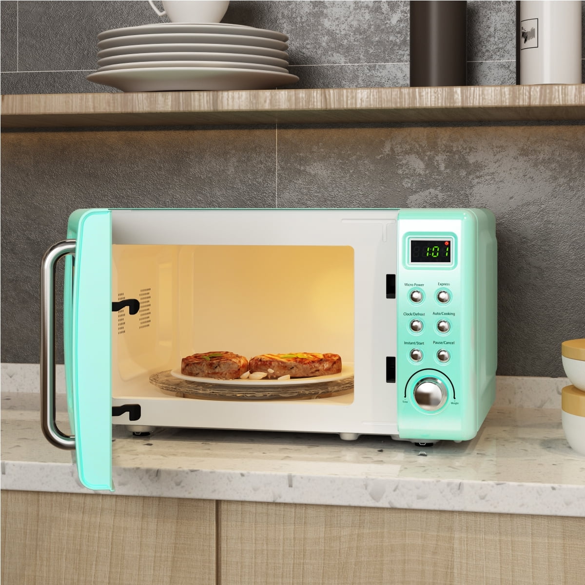 Comfee Retro 0.7-cu ft 700-Watt Countertop Microwave (Green) in the  Countertop Microwaves department at