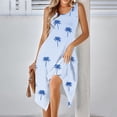 thumbnail image 4 of Ovzne Robes d'Été pour Femmes 2025 Robe pour Femme Mode Été Plage Imprimé Poches Débardeur Col Rond Sans Manches Robe de Vacances Imprimée Liquidation, 4 of 6