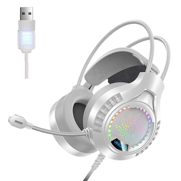 Auriculares para juegos con auriculares supraaurales, cancelación de ruido y micrófono giratorio. USB 7.1