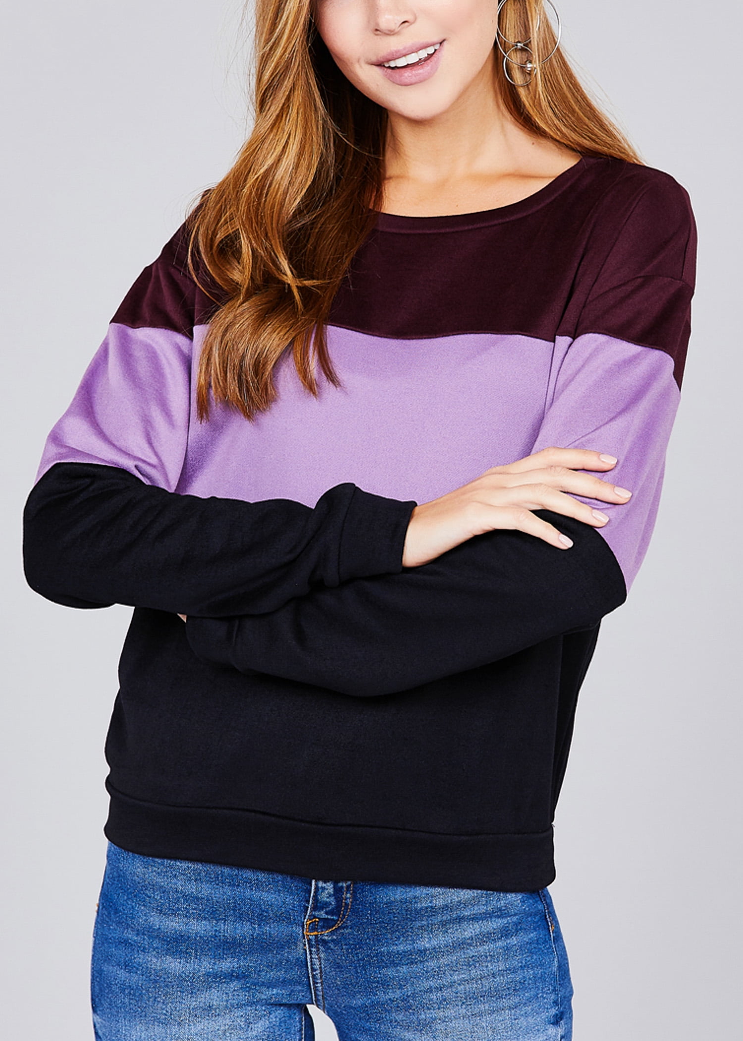Download Moda Xpress - Womens Juniors Casual Basic Everyday Crew ...
