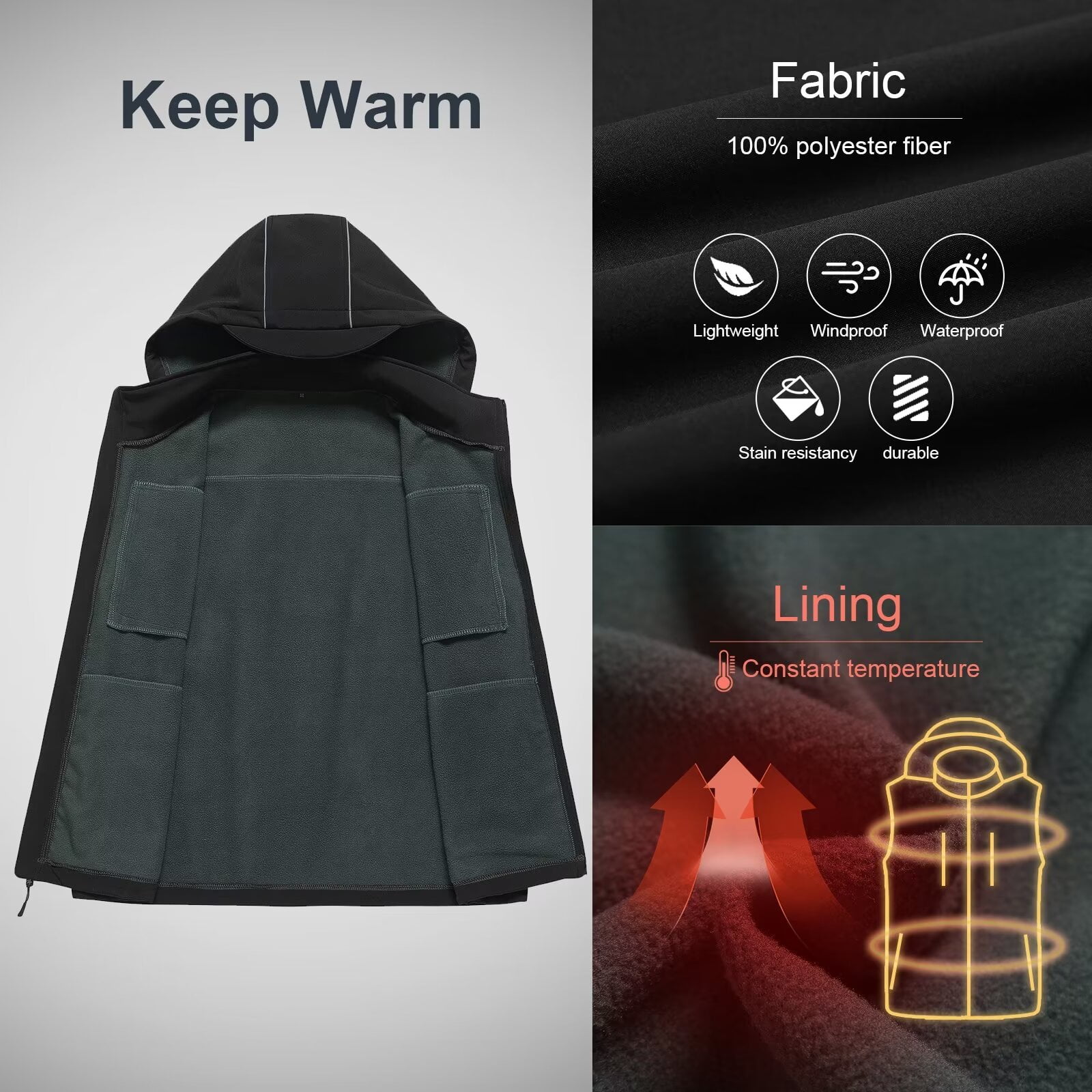 Chrisuno Men's Casual Plus Size Hooded Vest Lightweight Fishing Vest Golf Photography Hiking Shooting Travel Vest Black 3XL