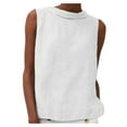thumbnail image 3 of Eryao Women Sleeveless Linen Top Summer Casual Crewneck Solid Color Tank Loose Lightweight Basic Tunic Vest 2025,White,M, 3 of 7