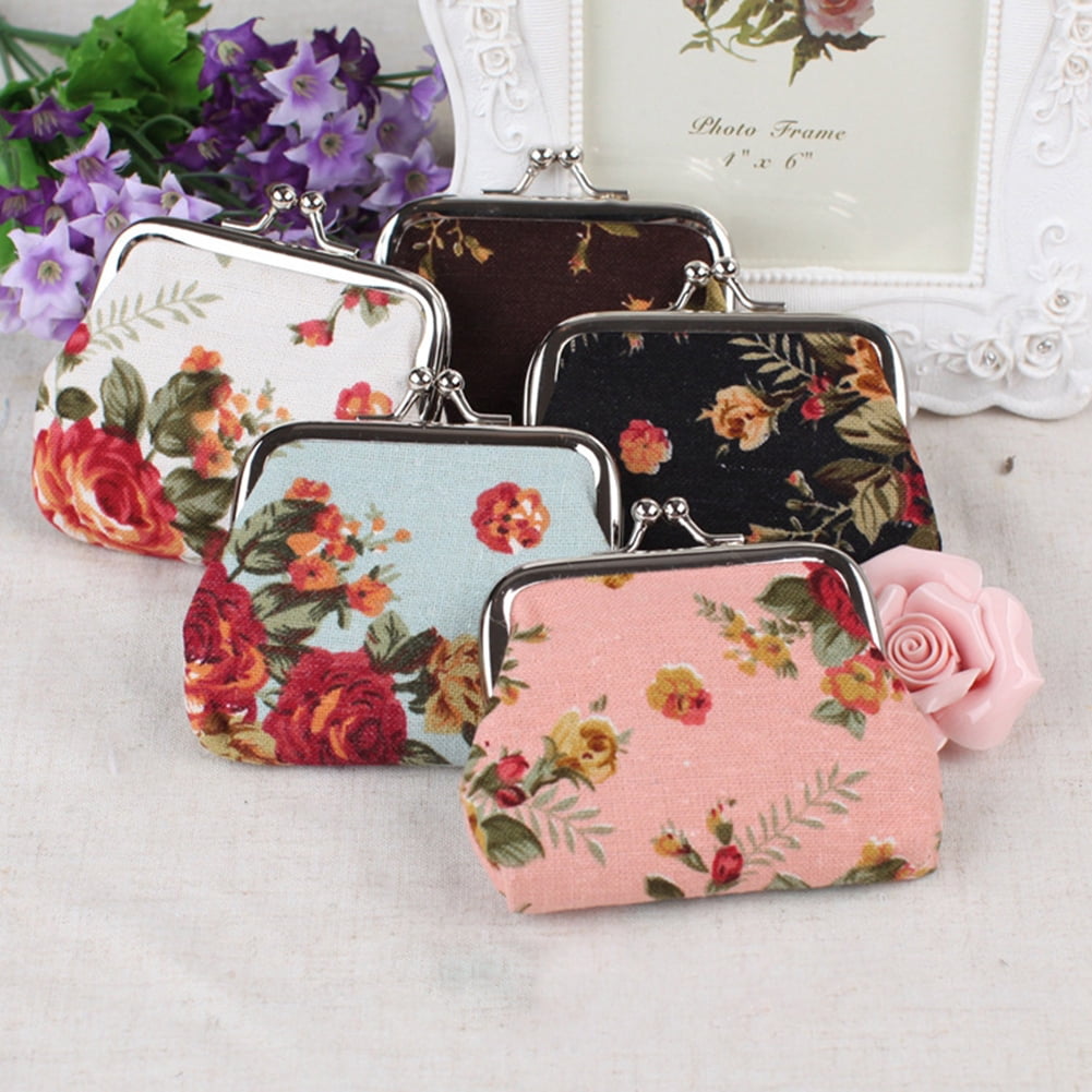 Color Beautiful Butterflies Art Green Vintage Pouch Girl Kiss-lock Change Purse Wallets Buckle Leather Coin Purses Key Woman Printed