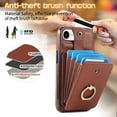 thumbnail image 4 of Compatible with iPhone 16e/SE 2025/SE 4 Wallet Phone Case Screen Protector Ring Crossbody Strap Stand Credit Card Holder RFID Cell Cover for i Phone16e i16e 16 e SE4 4th Generation Women Girls Brown, 4 of 9