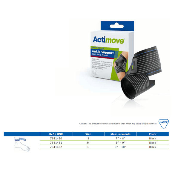 Actimove Ankle Support Elastic Wrap Around, Black, Medium