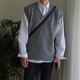 thumbnail image 4 of Suéter de cuello en V para hombre, suéter de punto suelto de moda, chaleco sin mangas de otoño, 4 of 5