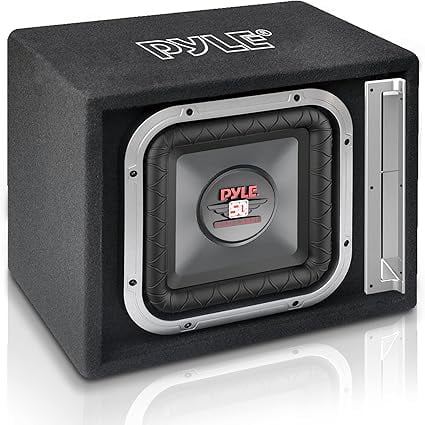 Pyle 12'' Single Series Vented Subwoofer Enclosure - High Powered Woofers with a Non-Pressed Paper Cone, Rear Vented Design with Santoprene Surround - PLSQ12BS