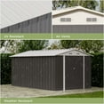 thumbnail image 4 of Patiowell 8' x 12' Metal Storage Shed for Outdoor, Steel Yard Shed with Design of Lockable Doors, Utility and Tool Storage for Garden, Backyard, Patio, Outside use, Gray., 4 of 9